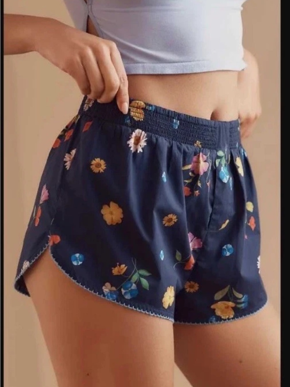 Anthropologie Navy Floral Lounge Shorts